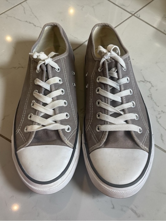 Revolution Shoes - Revolution Taupe Canvas Low-Top Sneakers with White Trim